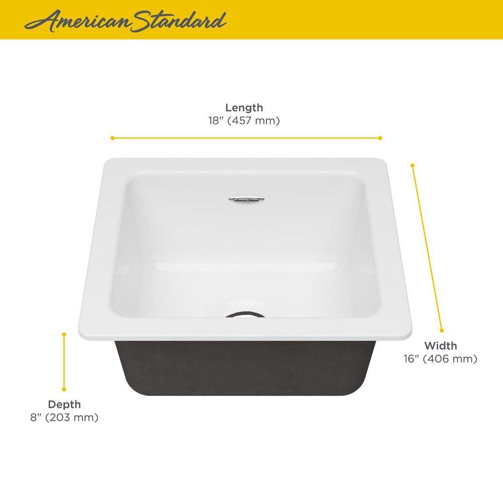 American Standard Brilliant White 18 x 16 in. Undermount Cast Iron Bar Sink 