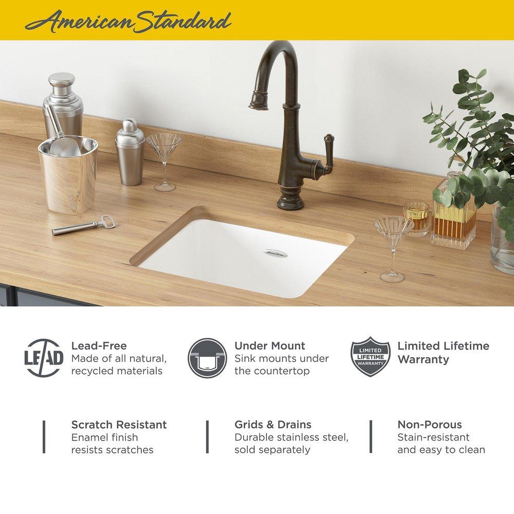 American Standard Brilliant White 18 x 16 in. Undermount Cast Iron Bar Sink 