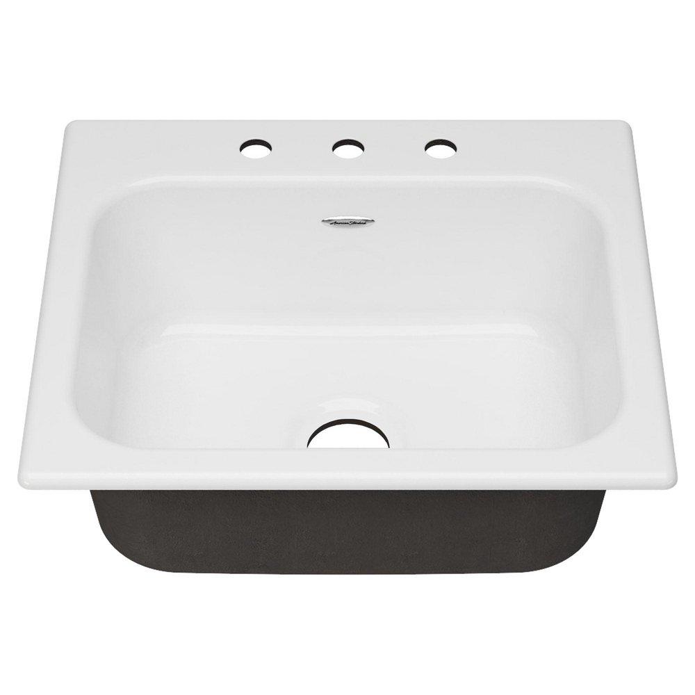 American Standard Brilliant White 25 x 21-5/16 in. Cast Iron Single Bowl Drop-in Kitchen Sink in Brilliant White 