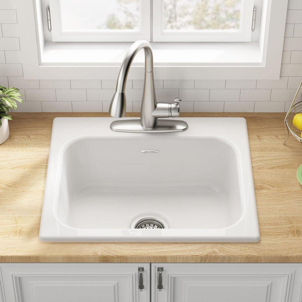 American Standard Brilliant White 25 x 21-5/16 in. Cast Iron Single Bowl Drop-in Kitchen Sink in Brilliant White 