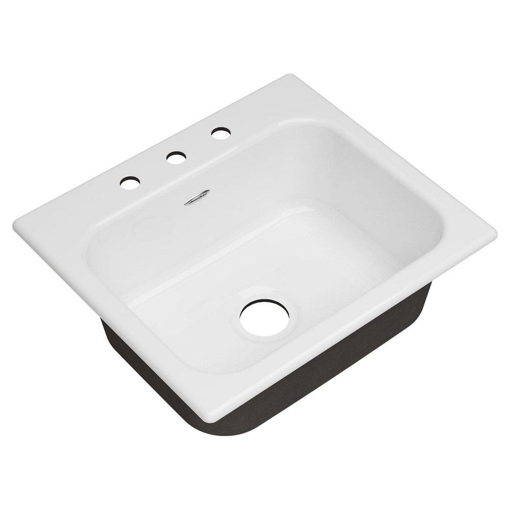 American Standard Brilliant White 25 x 21-5/16 in. Cast Iron Single Bowl Drop-in Kitchen Sink in Brilliant White 