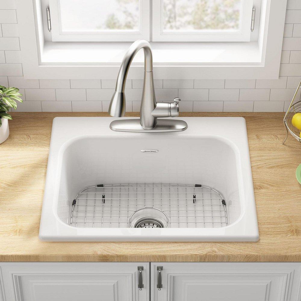 American Standard Brilliant White 25 x 21-5/16 in. Cast Iron Single Bowl Drop-in Kitchen Sink in Brilliant White 
