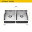 American Standard Stainless Steel 29 x 18 in. No Hole Double Bowl Undermount Kitchen Sink 