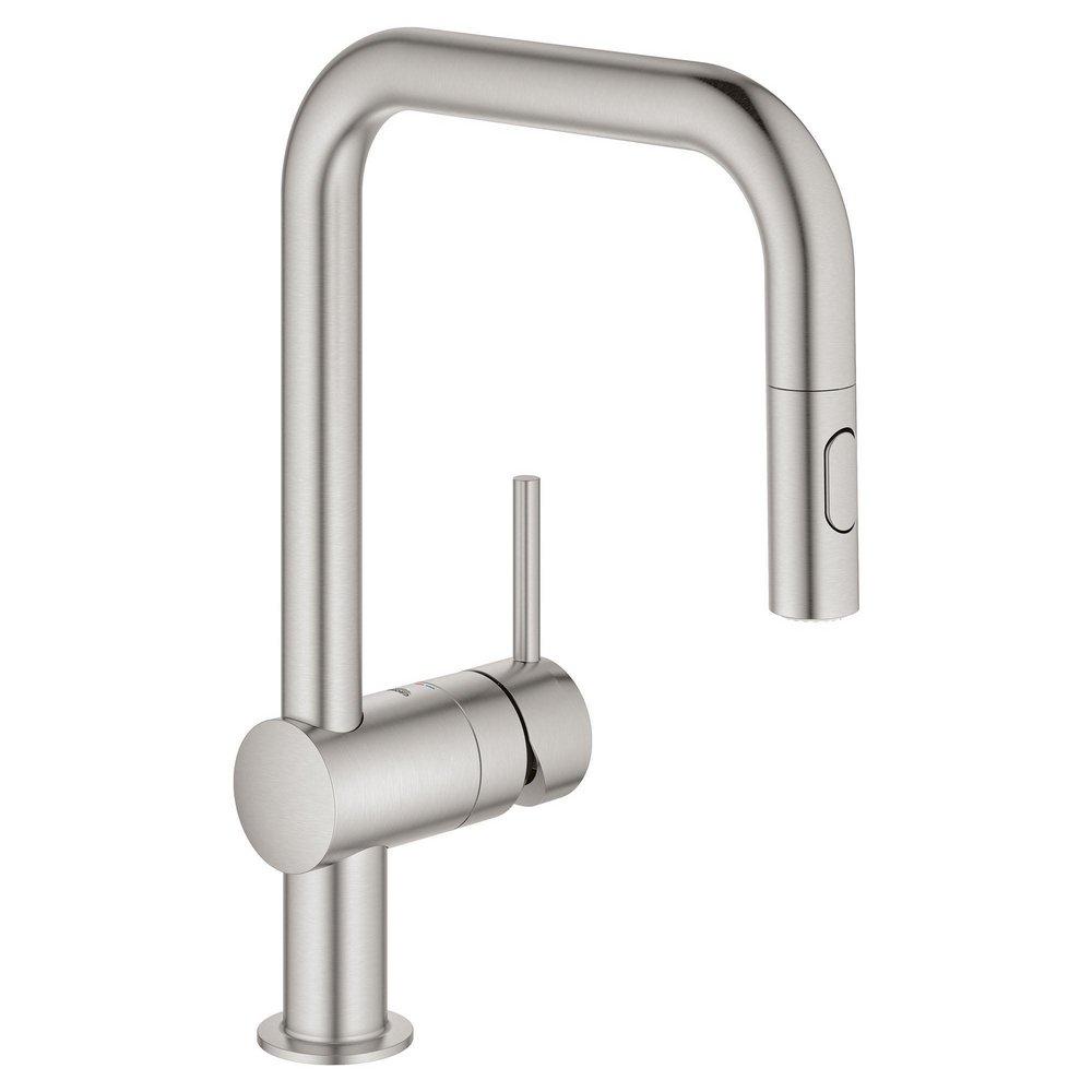 GROHE SuperSteel Infinity&trade; Single Handle Pull Down Kitchen Faucet 