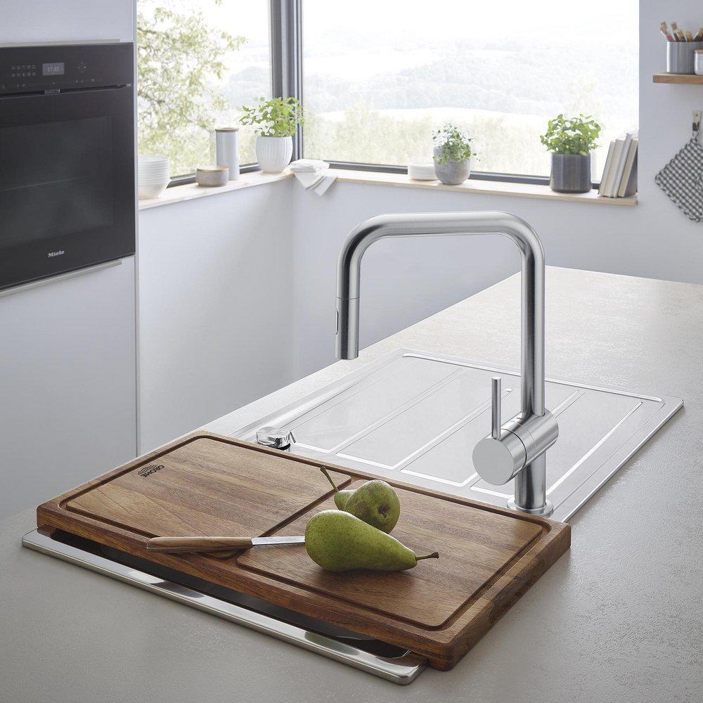 GROHE SuperSteel Infinity&trade; Single Handle Pull Down Kitchen Faucet 