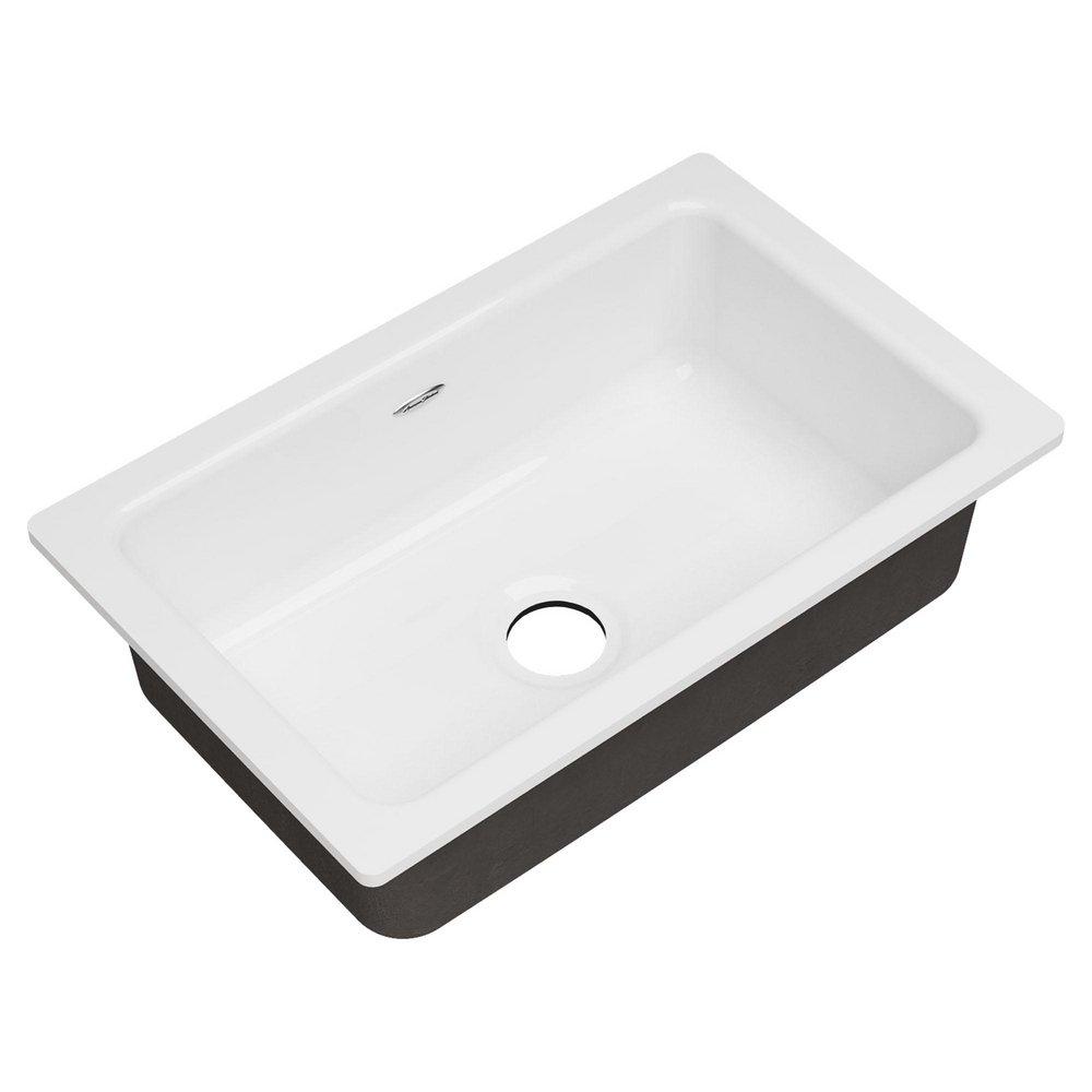 American Standard Brilliant White 30 x 19 in. No Hole Cast Iron Single Bowl Undermount Kitchen Sink 