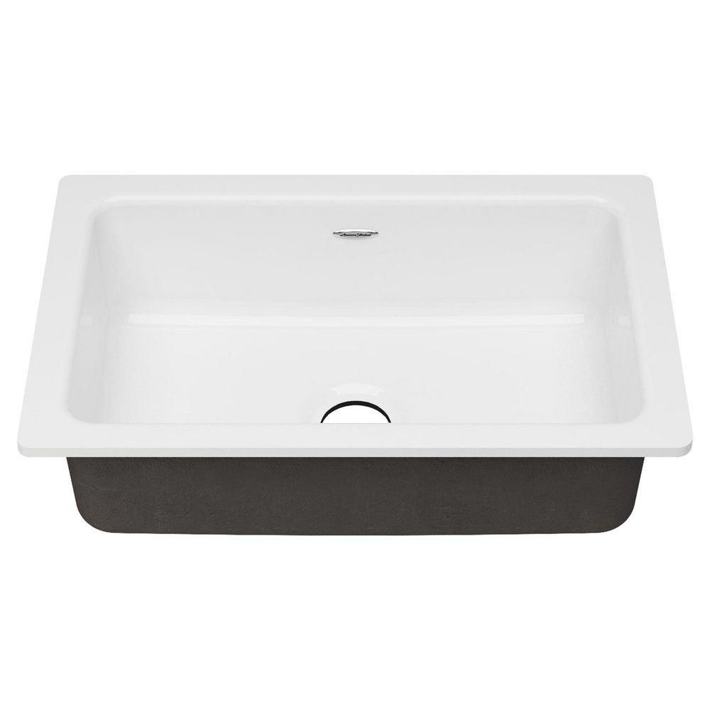 American Standard Brilliant White 30 x 19 in. No Hole Cast Iron Single Bowl Undermount Kitchen Sink 
