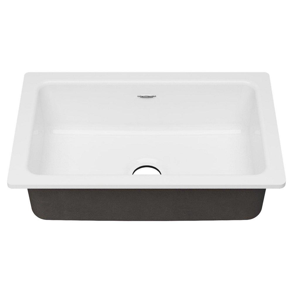 American Standard Brilliant White 30 x 19 in. No Hole Cast Iron Single Bowl Undermount Kitchen Sink 