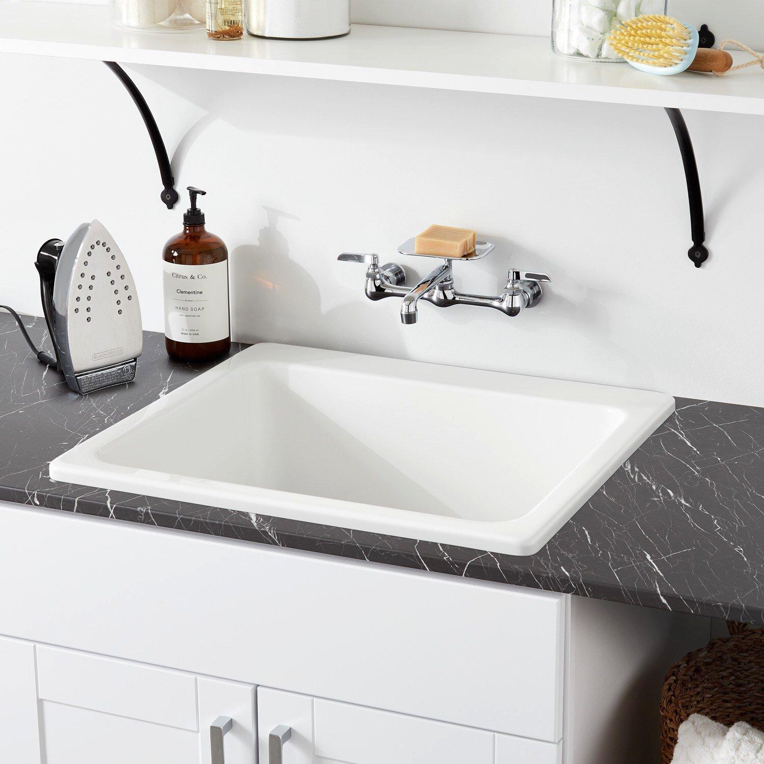Signature Hardware White 25 x 22 in. Drop-in Laundry Sink 