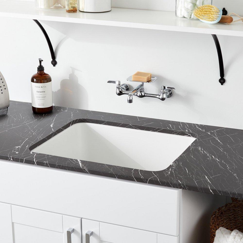 Signature Hardware White 25 x 22 in. Drop-in Laundry Sink 