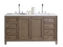 Chicago 60 in. Double Vanity, White Washed Walnut, with  3 CM Classic White Quartz Top w/ Sink