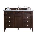 Brittany 48 in. Single Cabinet, Burnished Mahogany, with  3 CM Classic White Quartz Top w/ Sink