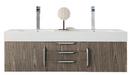 Mercer Island 59 in. Double Vanity, Ash Gray w/ Glossy White Solid Surface Top