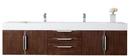 Mercer Island 72 in. Double Vanity, Coffee Oak w/ Glossy White Solid Surface Top