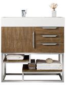 Columbia 36 in. Single Vanity, Latte Oak w/ Glossy White Solid Surface Top