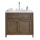 Chicago 36 in. Single Vanity, White Washed Walnut, with  3 CM Classic White Quartz Top w/ Sink