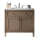 Chicago 36 in. White Washed Walnut Single Vanity with 3 CM Carrara Marble Top