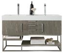 Columbia 59 in. Double Vanity, Ash Gray w/ Glossy White Solid Surface Top