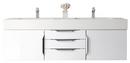 Mercer Island 59 in. Double Vanity, Glossy White w/ Glossy Dark Gray Solid Surface Top