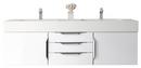 Mercer Island 59 in. Double Vanity, Glossy White w/ Glossy White Solid Surface Top