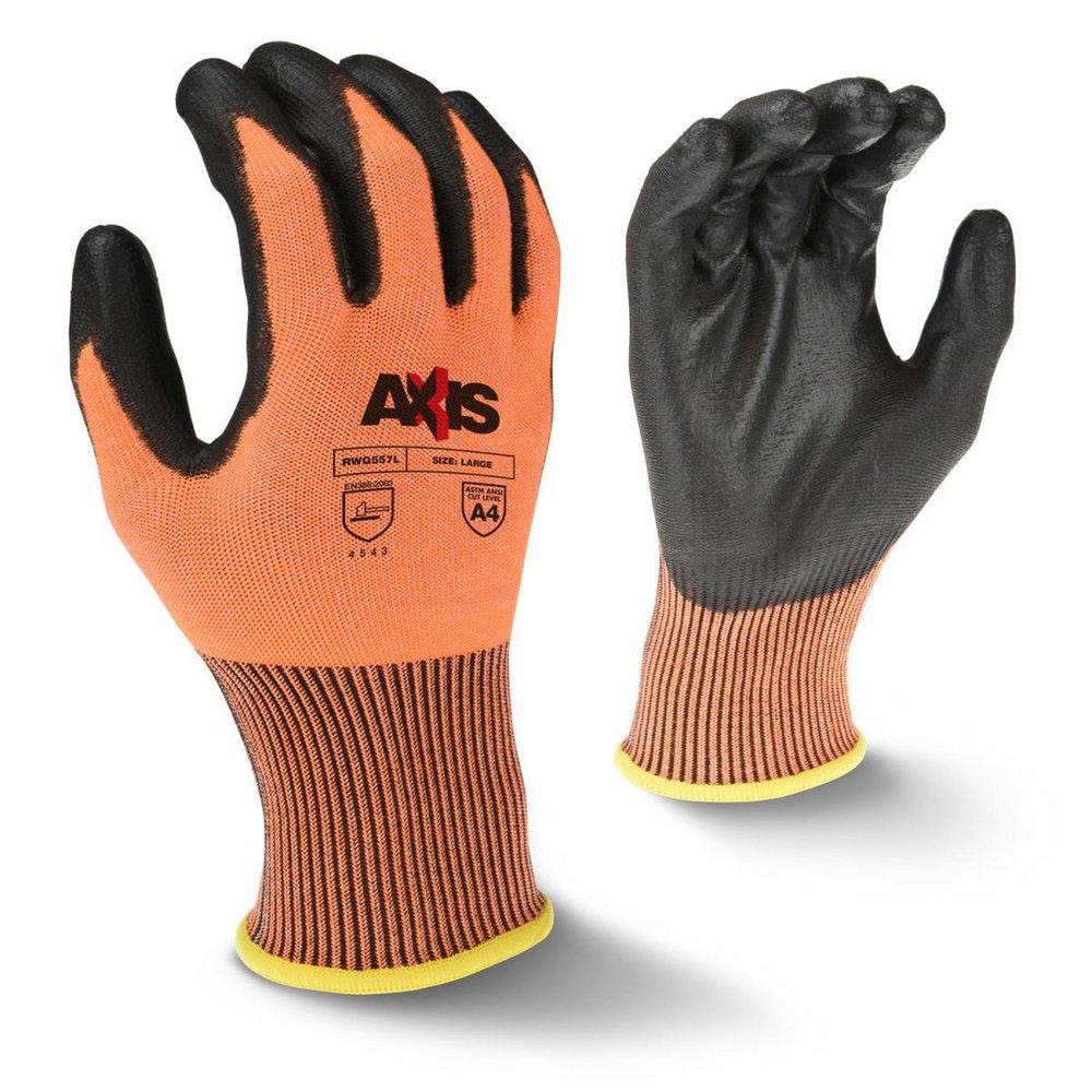 Radians Hi-Viz Orange 13 ga High Tenacity Nylon and Fiberglass Gloves Hi-Viz Orange with Black 