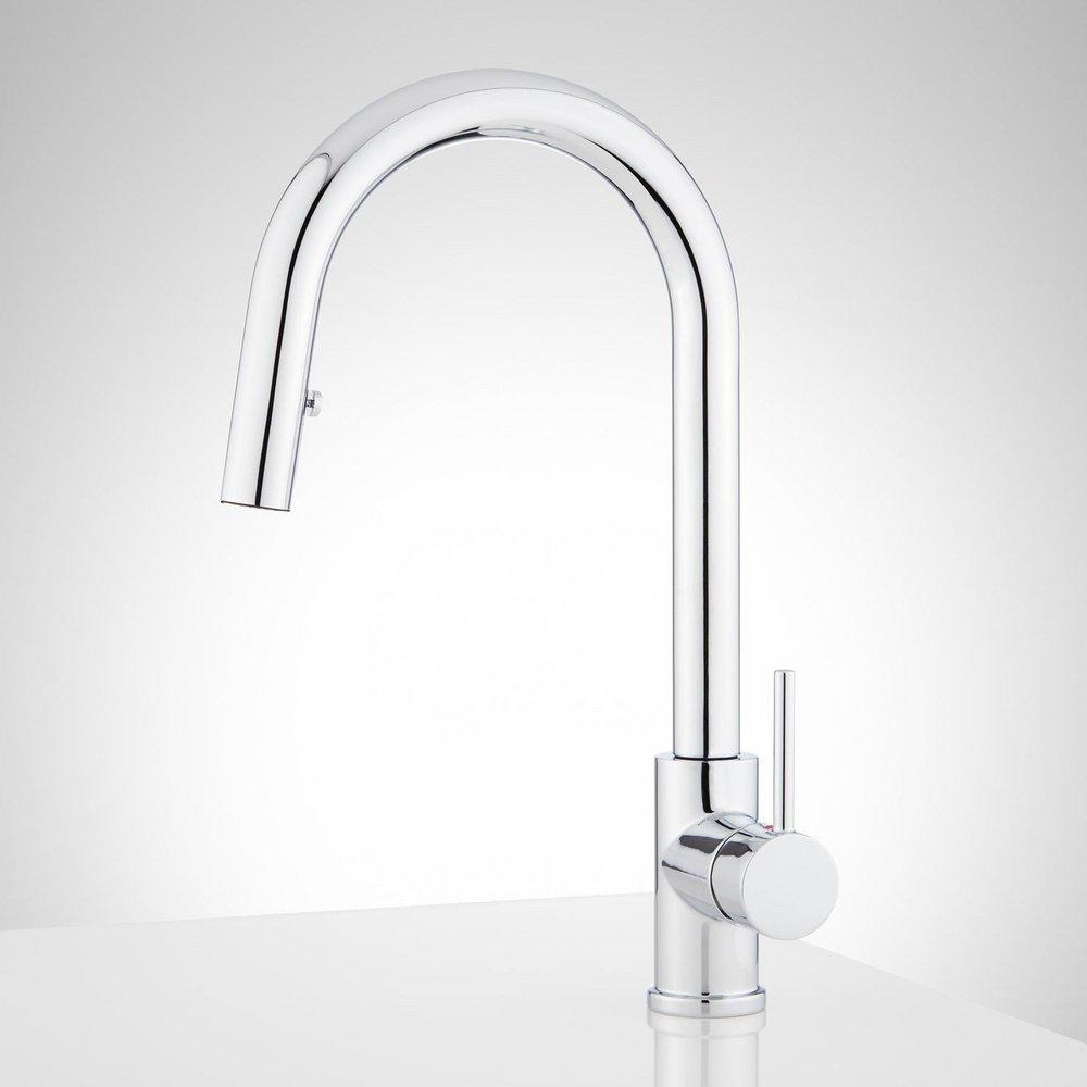 Signature Hardware Chrome Single Handle Pull Down Kitchen Faucet 