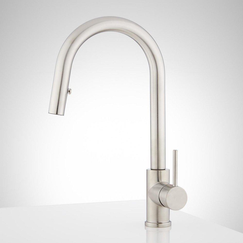 Signature Hardware Stainless Steel Single Handle Pull Down Kitchen Faucet 