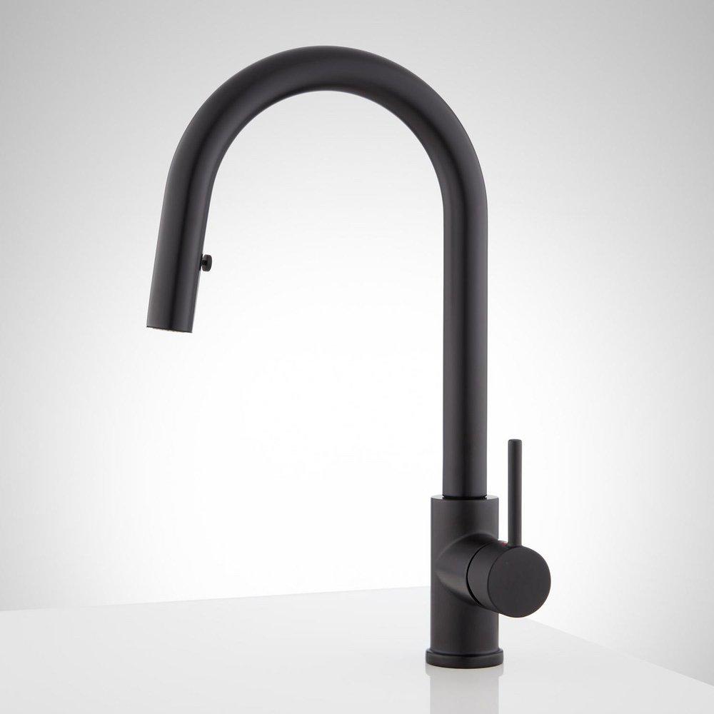 Signature Hardware Matte Black Single Handle Pull Down Kitchen Faucet 