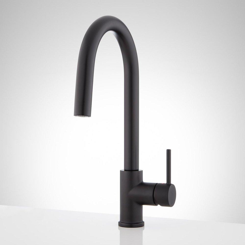 Signature Hardware Matte Black Single Handle Pull Down Kitchen Faucet 
