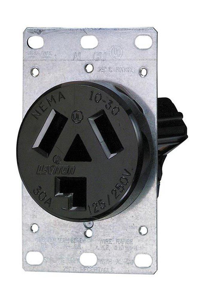 LEVITON Black 125/250V Black Flush Mount Receptacle 