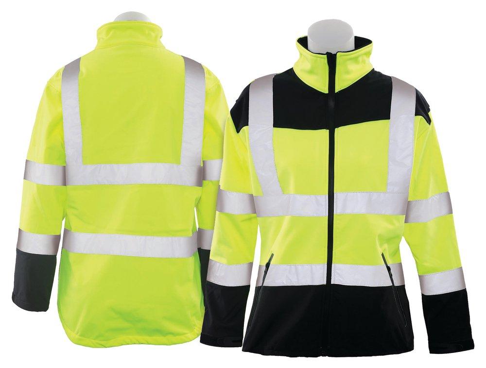ERB Safety Hi-Viz Lime Polyester and Spandex Softshell Reusable Women Jacket in Hi-Viz Lime 