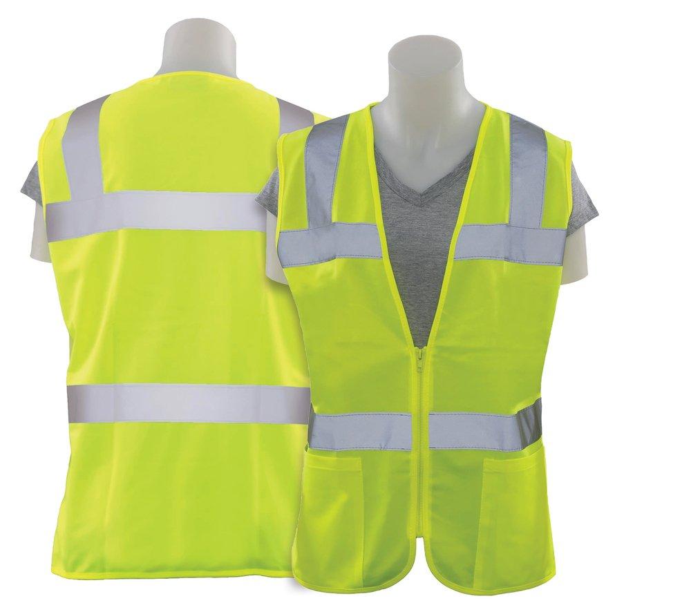 ERB Safety Hi-Viz Lime Polyester Tricot Reusable Safety Vest in Hi-Viz Lime 