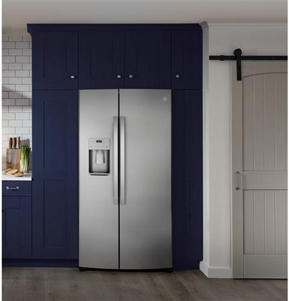 GE® Fingerprint Resistant Stainless Steel 35-3/4 in. 25.1 cu. ft. Side-By-Side Refrigerator 