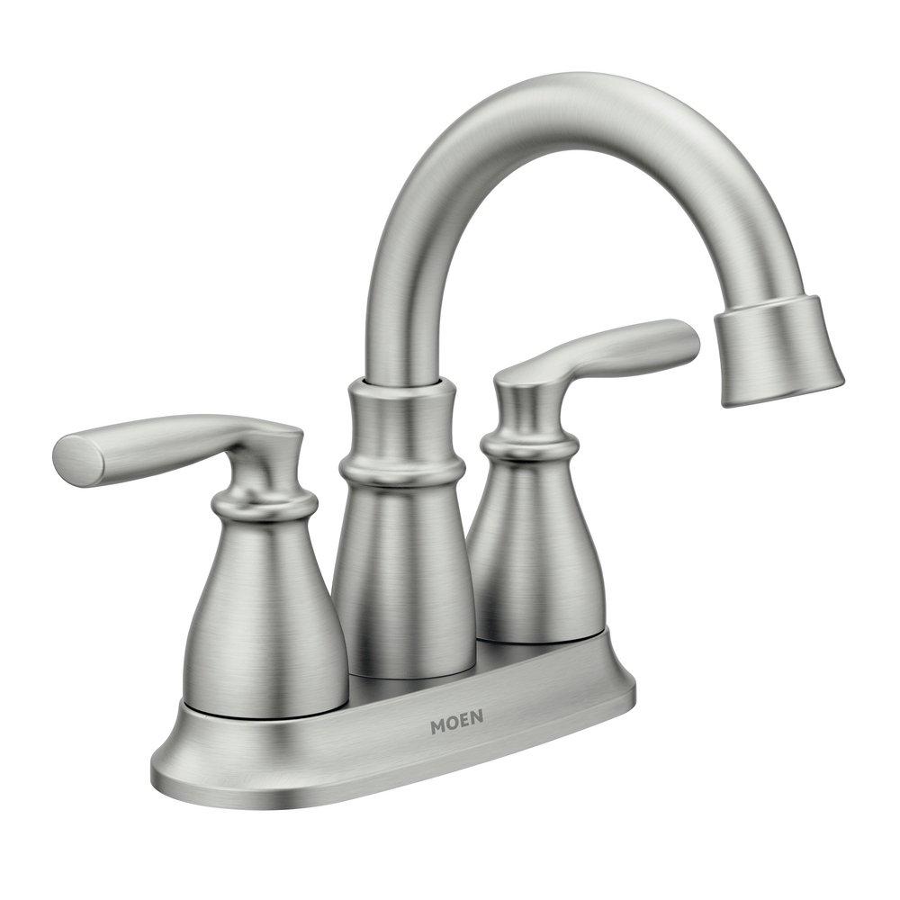 Moen Spot Resist Brushed Nickel Two Handle Centerset Bathroom Sink Faucet Lever Handle 
