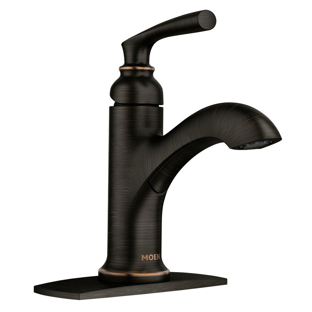 Moen Mediterranean Bronze Single Handle Monoblock Bathroom Sink Faucet 