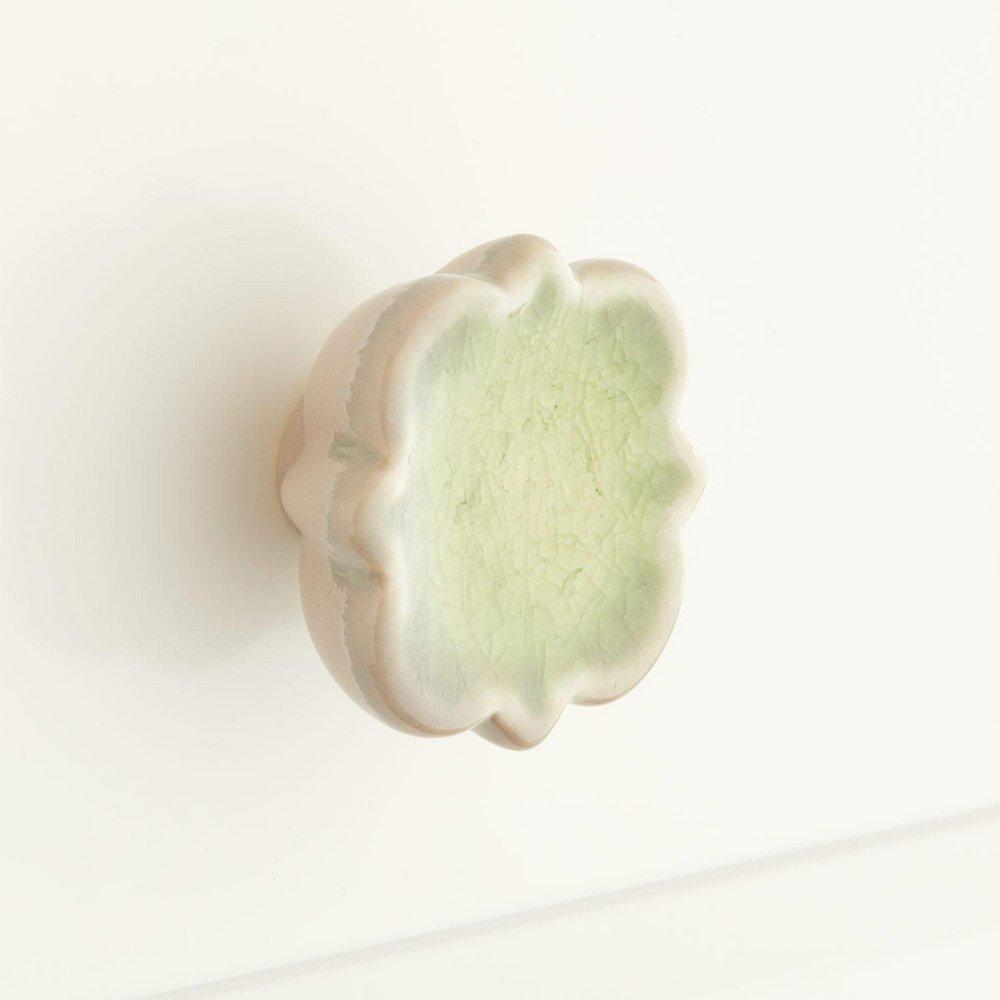 Signature Hardware Tea Green 1-3/4 in. Porcelain Quatrefoil Cabinet Knob 