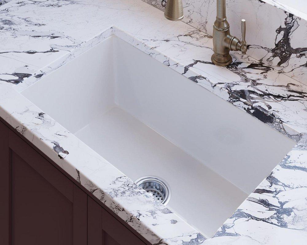 Signature Hardware White 32 x 19 in. No Hole Fireclay Single Bowl Undermount Kitchen Sink 