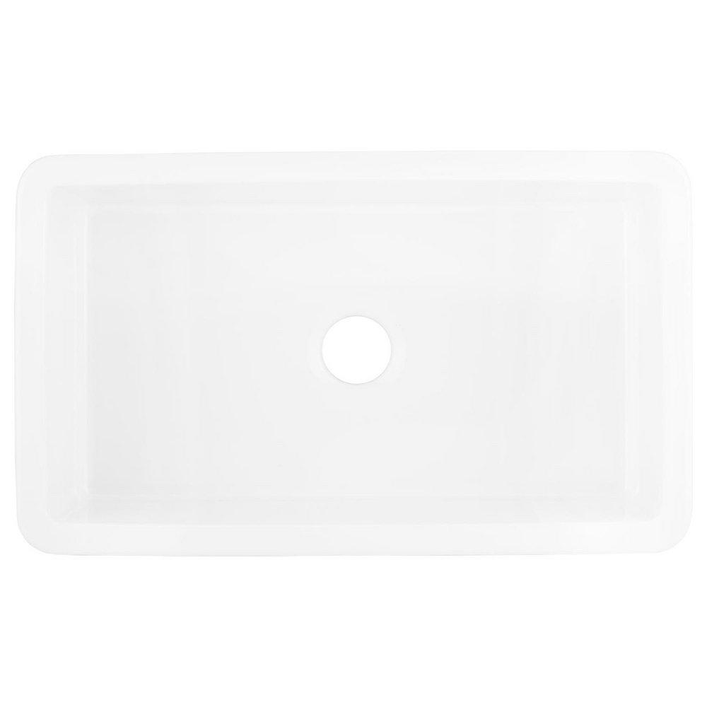 Signature Hardware White 32 x 19 in. No Hole Fireclay Single Bowl Undermount Kitchen Sink 