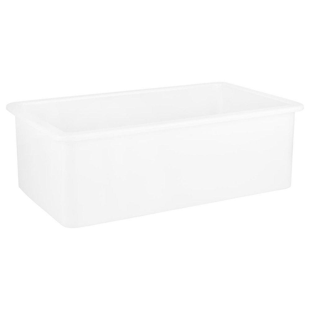 Signature Hardware White 32 x 19 in. No Hole Fireclay Single Bowl Undermount Kitchen Sink 