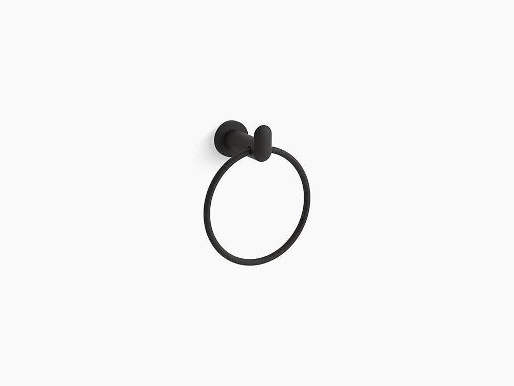 KOHLER Matte Black Round Closed Towel Ring 