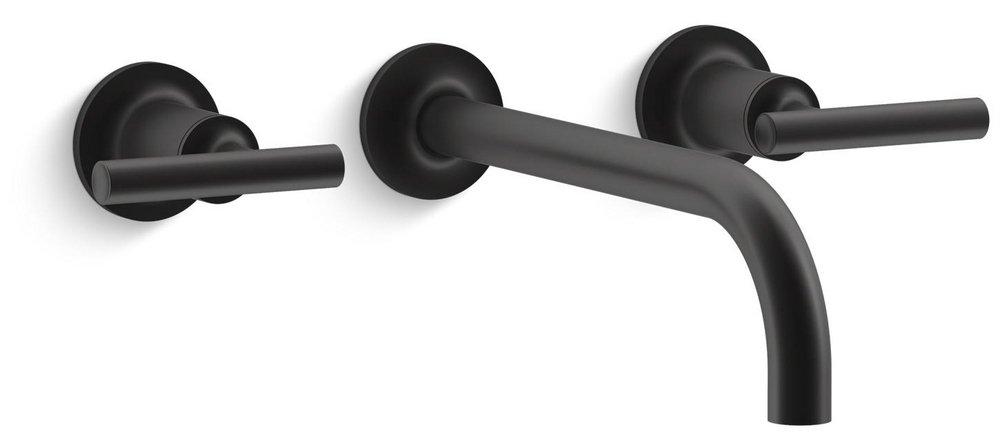 KOHLER Matte Black Two Handle Widespread Bathroom Sink Faucet 