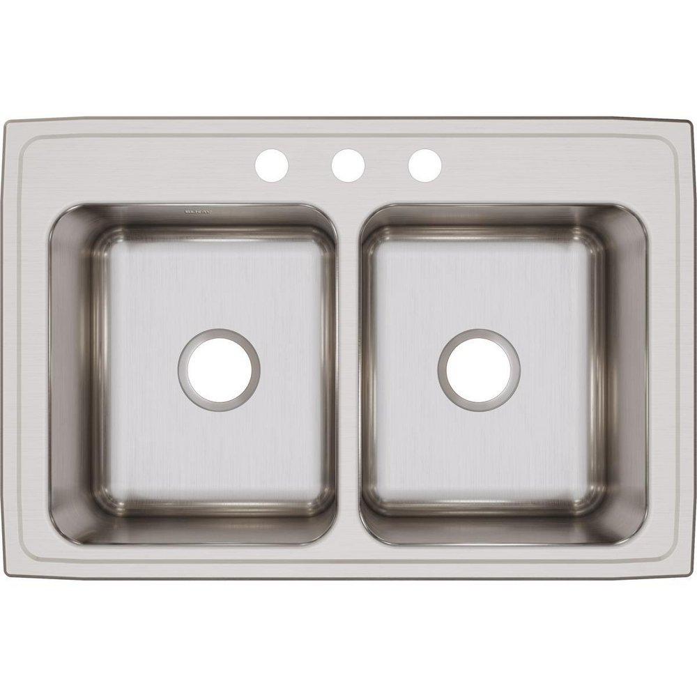 Elkay Lustrous Satin 33 x 22 in. Stainless Steel Double Bowl Drop-in Kitchen Sink in Lustrous Satin 