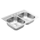 Moen Matte Stainless Steel 33 x 22 in. 4-Hole Double Bowl Drop-in Kitchen Sink
