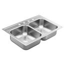 33 x 22 in. 4-Hole Double Bowl Drop-in Kitchen Sink in Stainless Steel