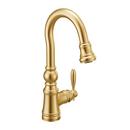 Single Handle Pull Down Bar Faucet in Brushed Gold