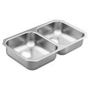 31-3/4 x 18-1/4 in. No-Hole Stainless Steel Double Bowl Undermount Kitchen Sink in Brushed Stainless Steel