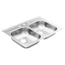 Moen Matte Stainless Steel 33 x 22 in. 3-Hole Stainless Steel Double Bowl Drop-in Kitchen Sink