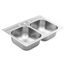 Moen Matte Stainless Steel 33 x 22 in. 3-Hole Double Bowl Drop-in Kitchen Sink