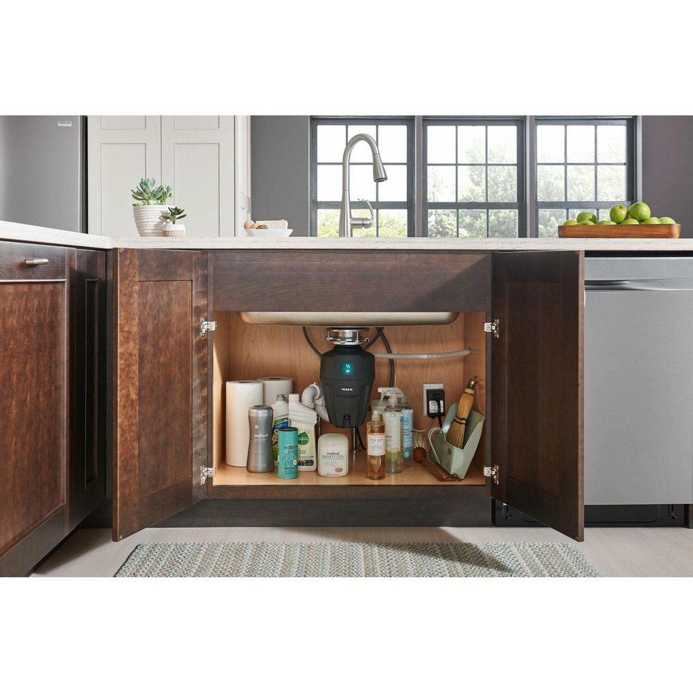 Moen Black Continuous Feed Garbage Disposal with Pre-Installed Power Cord and SoundSHIELD Technology 