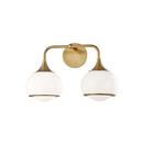 60W 2-Light Medium E-26 Incandescent Wall Sconce in Aged Brass